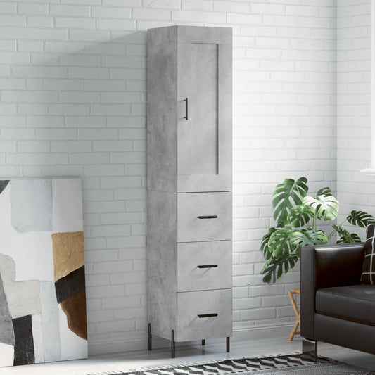 Hoge kast 34,5x34x180 cm bewerkt hout betongrijs is nu te koop bij PeponiXL, paradijselijk wonen!