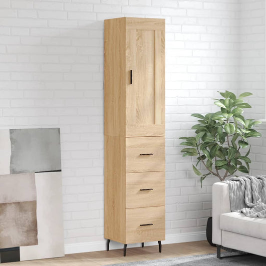 Hoge kast 34,5x34x180 cm bewerkt hout sonoma eikenkleurig is nu te koop bij PeponiXL, paradijselijk wonen!