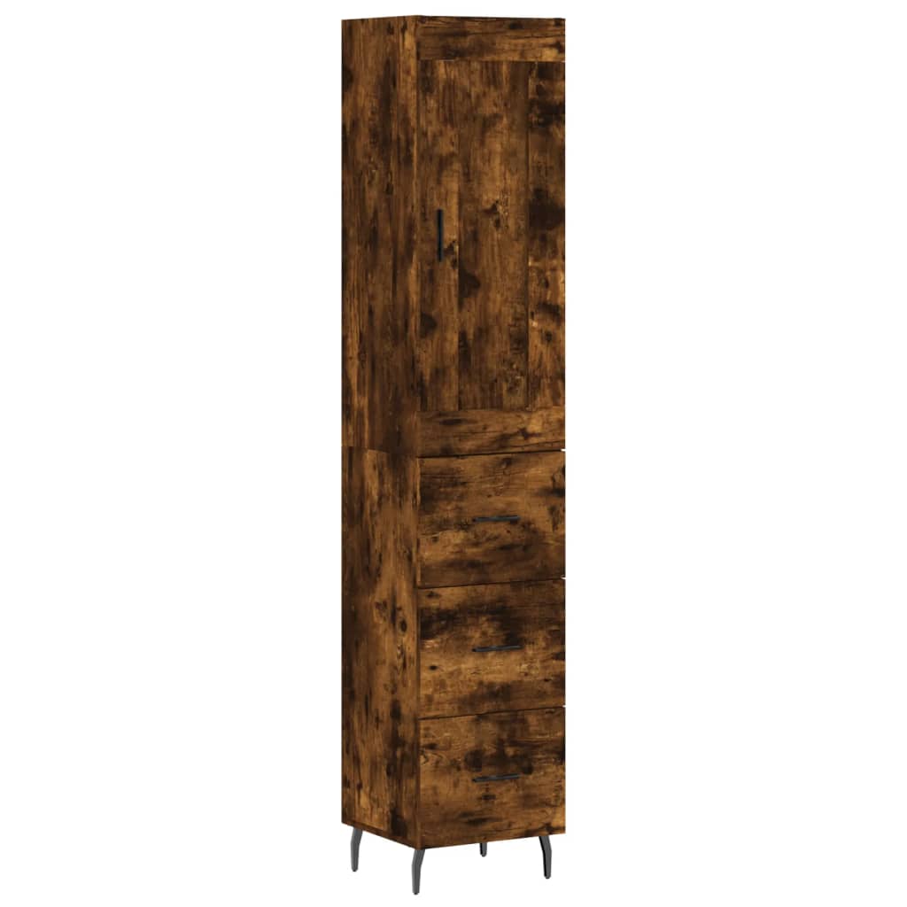 Hoge kast 34,5x34x180 cm bewerkt hout gerookt eikenkleurig is nu te koop bij PeponiXL, paradijselijk wonen!