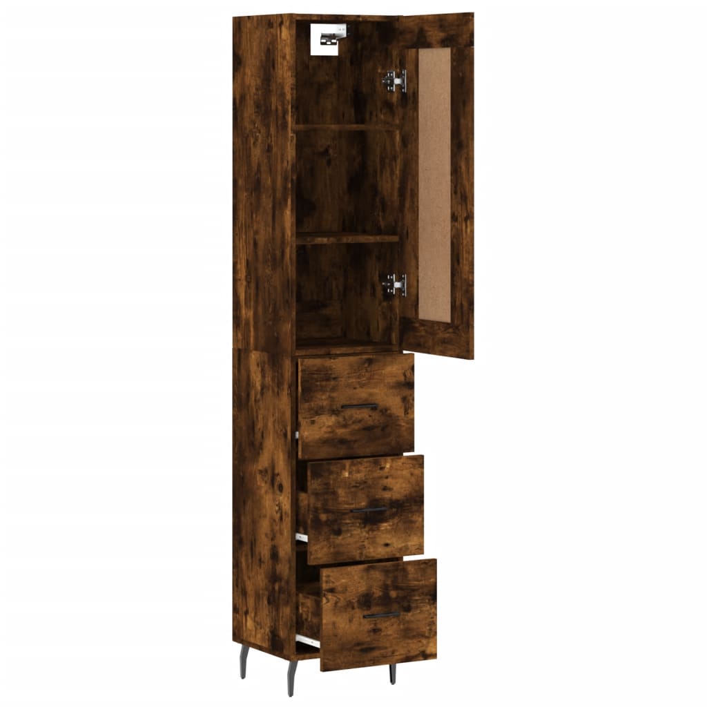 Hoge kast 34,5x34x180 cm bewerkt hout gerookt eikenkleurig is nu te koop bij PeponiXL, paradijselijk wonen!