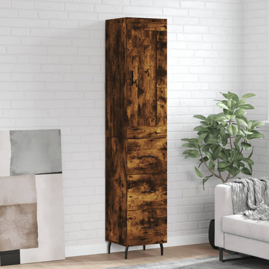 Hoge kast 34,5x34x180 cm bewerkt hout gerookt eikenkleurig is nu te koop bij PeponiXL, paradijselijk wonen!