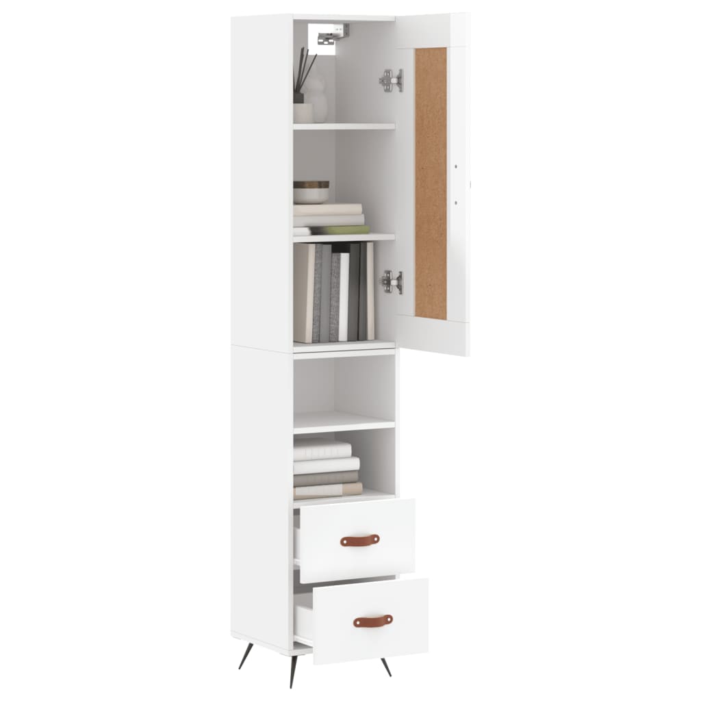 Hoge kast 34,5x34x180 cm bewerkt hout hoogglans wit is nu te koop bij PeponiXL, paradijselijk wonen!