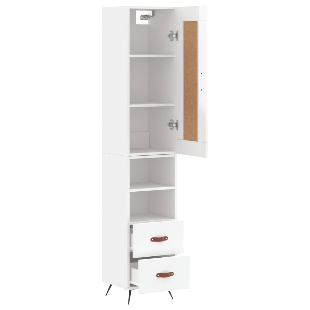 Hoge kast 34,5x34x180 cm bewerkt hout hoogglans wit is nu te koop bij PeponiXL, paradijselijk wonen!