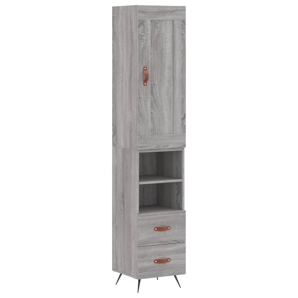 Hoge kast 34,5x34x180 cm bewerkt hout grijs sonoma eikenkleurig is nu te koop bij PeponiXL, paradijselijk wonen!