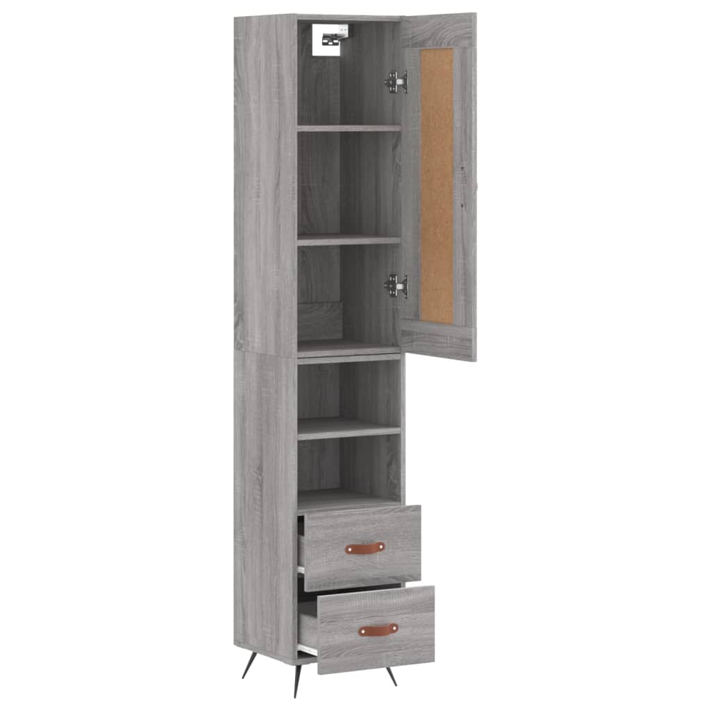 Hoge kast 34,5x34x180 cm bewerkt hout grijs sonoma eikenkleurig is nu te koop bij PeponiXL, paradijselijk wonen!
