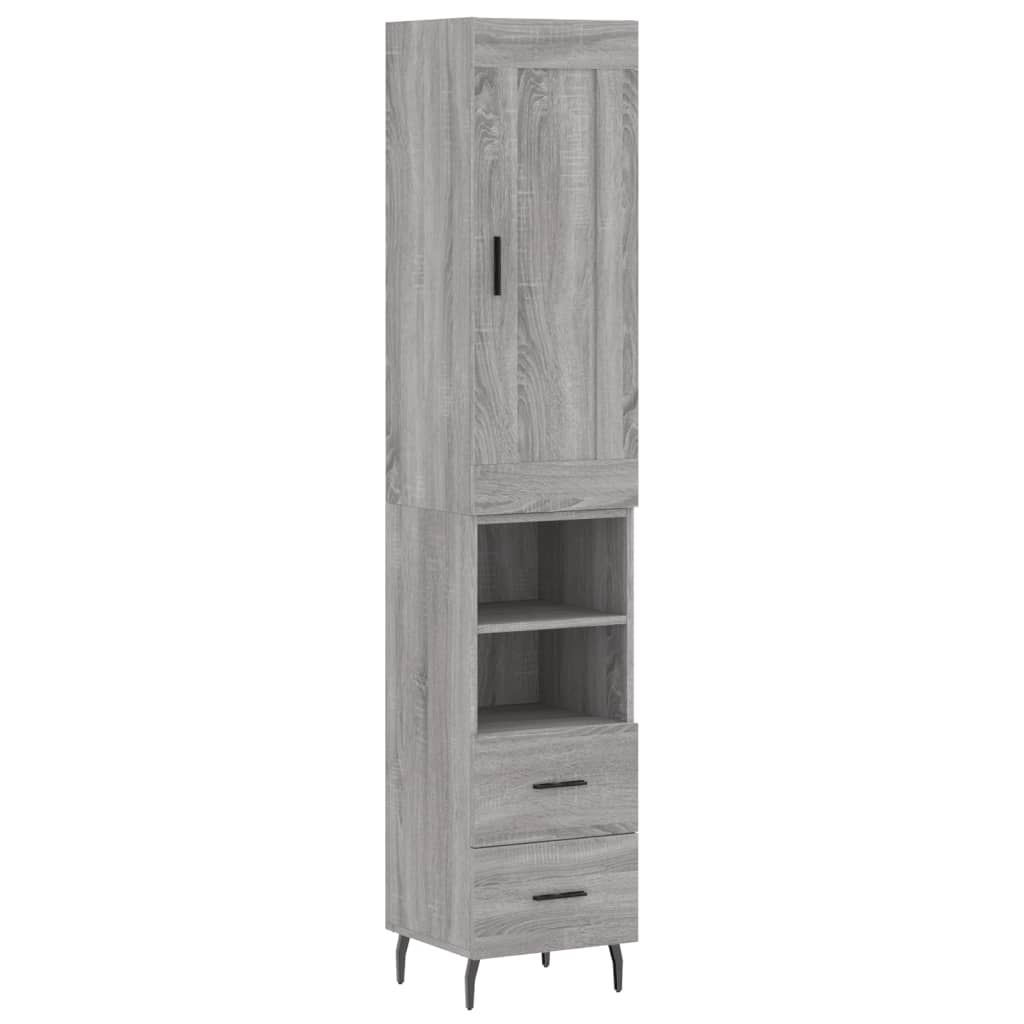 Hoge kast 34,5x34x180 cm bewerkt hout grijs sonoma eikenkleurig is nu te koop bij PeponiXL, paradijselijk wonen!