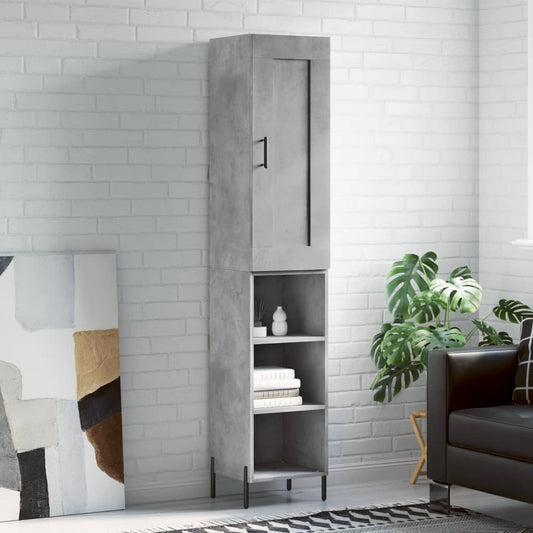 Hoge kast 34,5x34x180 cm bewerkt hout betongrijs is nu te koop bij PeponiXL, paradijselijk wonen!