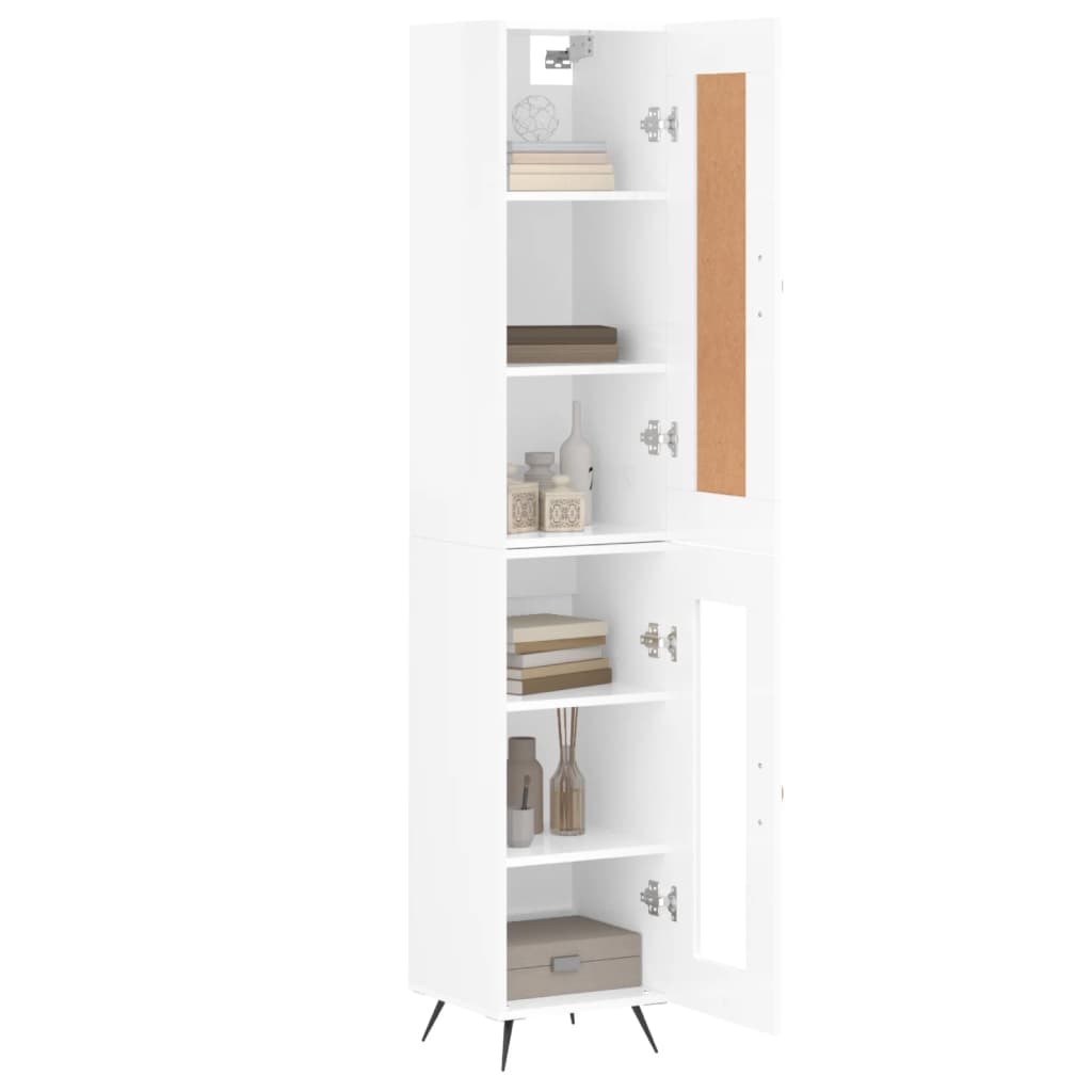 Hoge kast 34,5x34x180 cm bewerkt hout hoogglans wit is nu te koop bij PeponiXL, paradijselijk wonen!