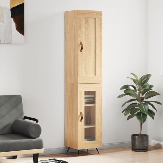 Hoge kast 34,5x34x180 cm bewerkt hout sonoma eikenkleurig is nu te koop bij PeponiXL, paradijselijk wonen!