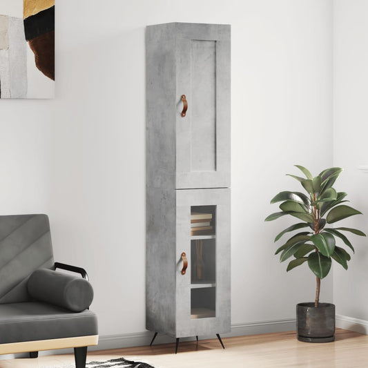 Hoge kast 34,5x34x180 cm bewerkt hout betongrijs is nu te koop bij PeponiXL, paradijselijk wonen!