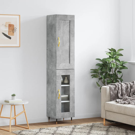 Hoge kast 34,5x34x180 cm bewerkt hout betongrijs is nu te koop bij PeponiXL, paradijselijk wonen!