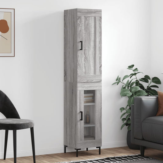 Hoge kast 34,5x34x180 cm bewerkt hout grijs sonoma eikenkleurig is nu te koop bij PeponiXL, paradijselijk wonen!