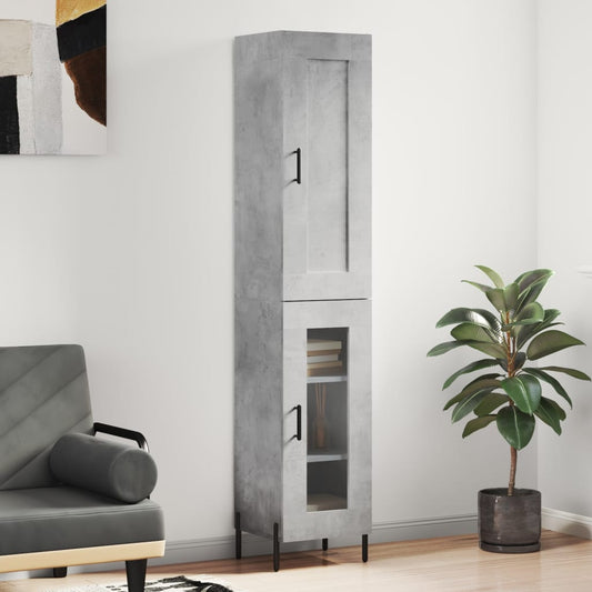Hoge kast 34,5x34x180 cm bewerkt hout betongrijs is nu te koop bij PeponiXL, paradijselijk wonen!