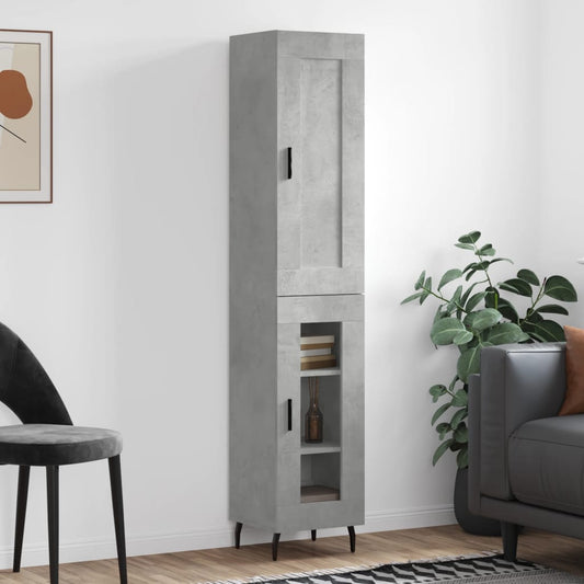 Hoge kast 34,5x34x180 cm bewerkt hout betongrijs is nu te koop bij PeponiXL, paradijselijk wonen!