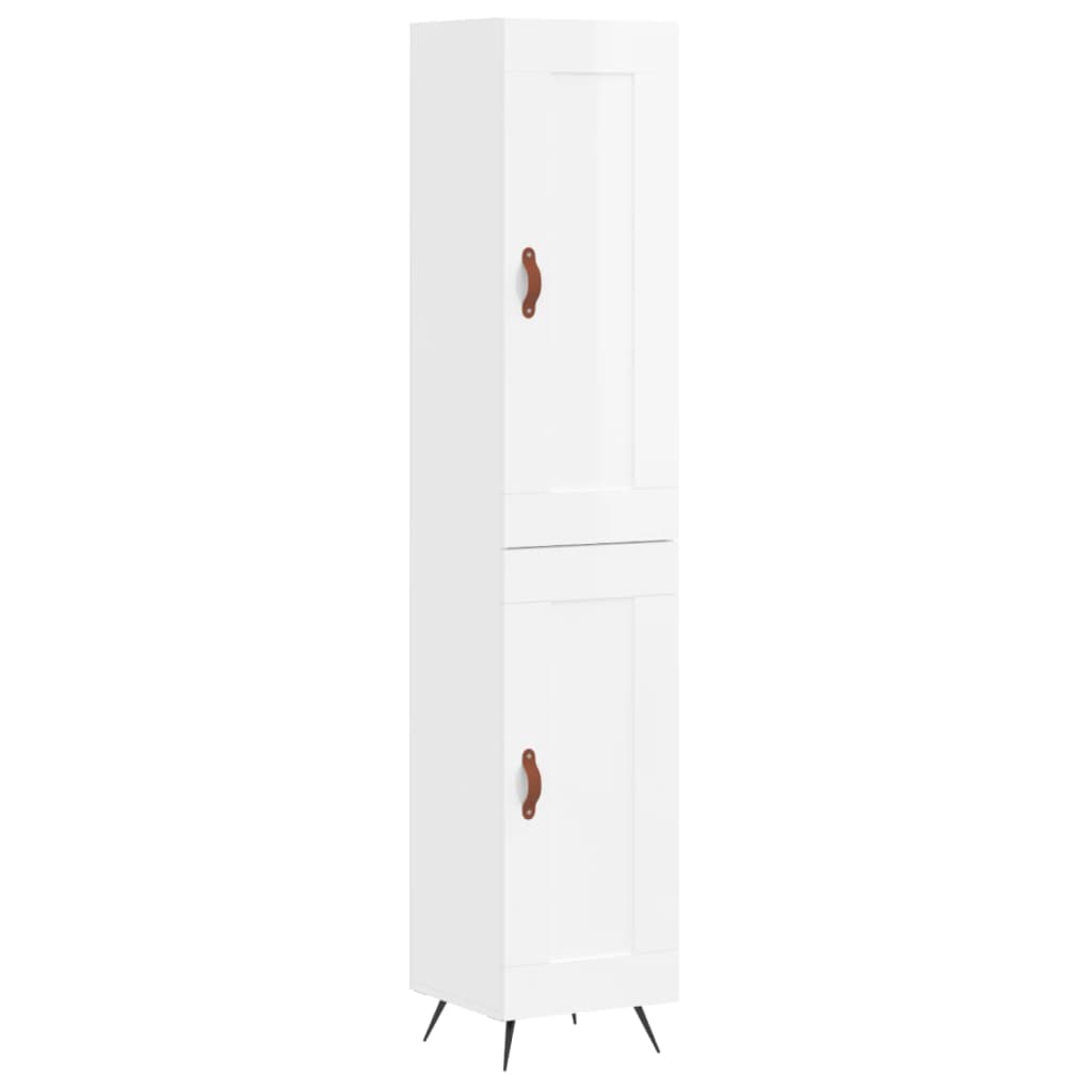 Hoge kast 34,5x34x180 cm bewerkt hout hoogglans wit is nu te koop bij PeponiXL, paradijselijk wonen!