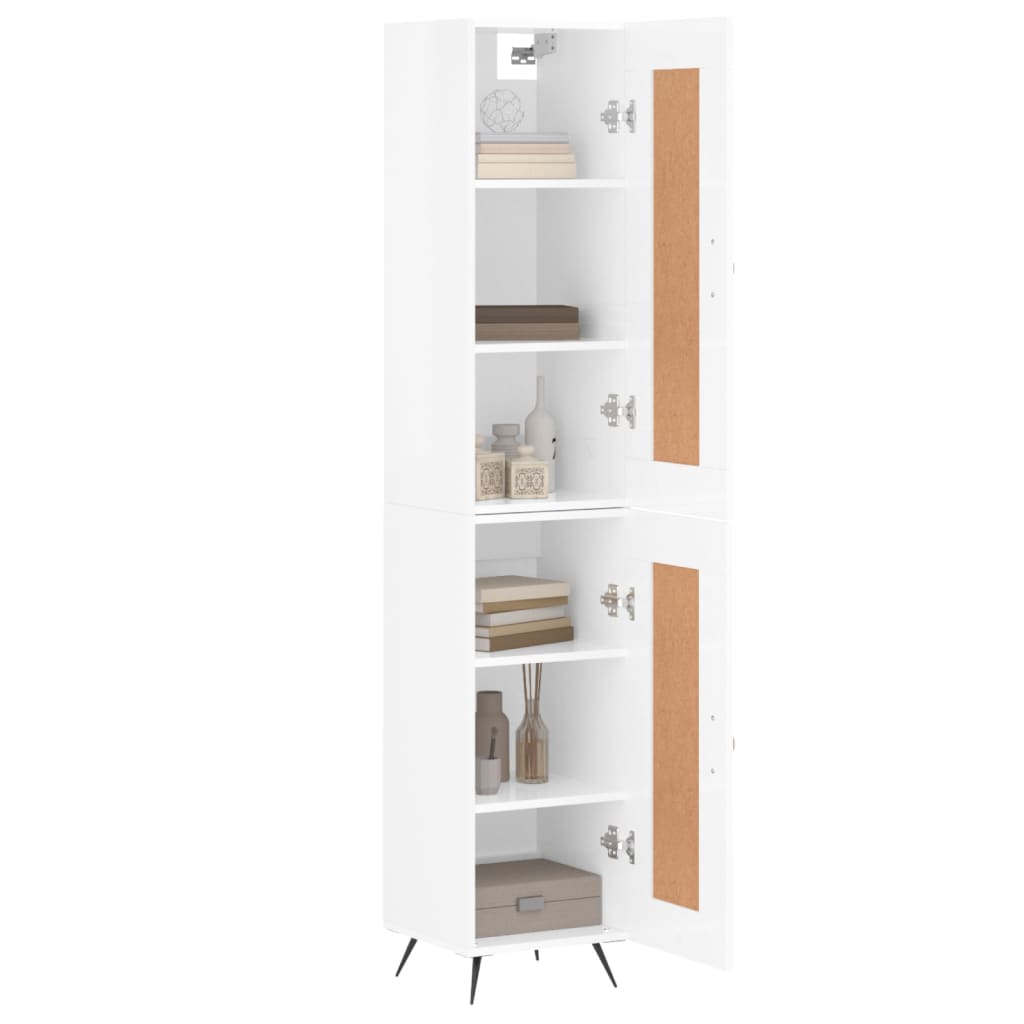 Hoge kast 34,5x34x180 cm bewerkt hout hoogglans wit is nu te koop bij PeponiXL, paradijselijk wonen!
