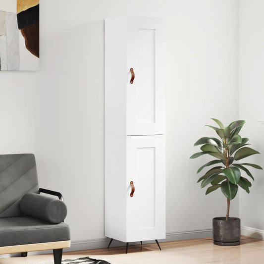 Hoge kast 34,5x34x180 cm bewerkt hout hoogglans wit is nu te koop bij PeponiXL, paradijselijk wonen!