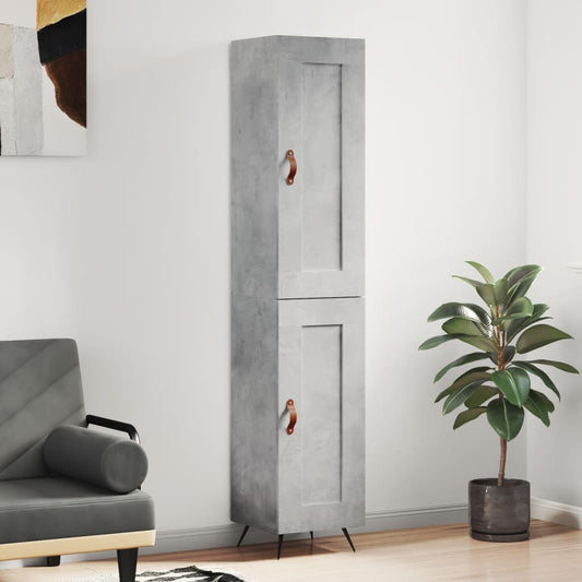 Hoge kast 34,5x34x180 cm bewerkt hout betongrijs is nu te koop bij PeponiXL, paradijselijk wonen!