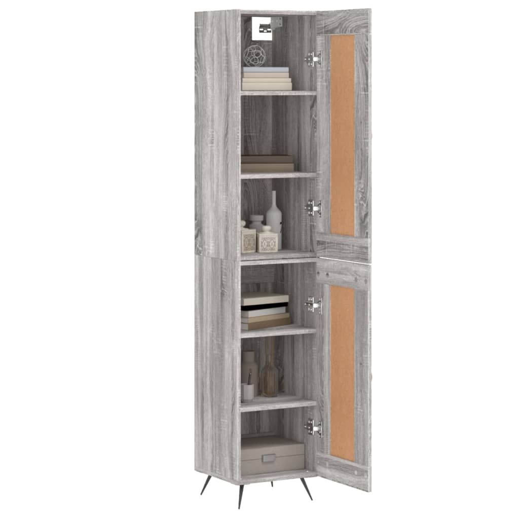 Hoge kast 34,5x34x180 cm bewerkt hout grijs sonoma eikenkleurig is nu te koop bij PeponiXL, paradijselijk wonen!