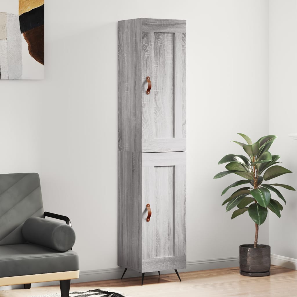 Hoge kast 34,5x34x180 cm bewerkt hout grijs sonoma eikenkleurig is nu te koop bij PeponiXL, paradijselijk wonen!