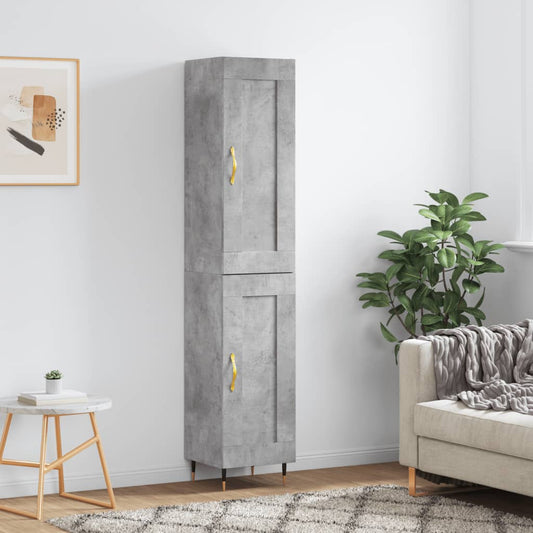 Hoge kast 34,5x34x180 cm bewerkt hout betongrijs is nu te koop bij PeponiXL, paradijselijk wonen!