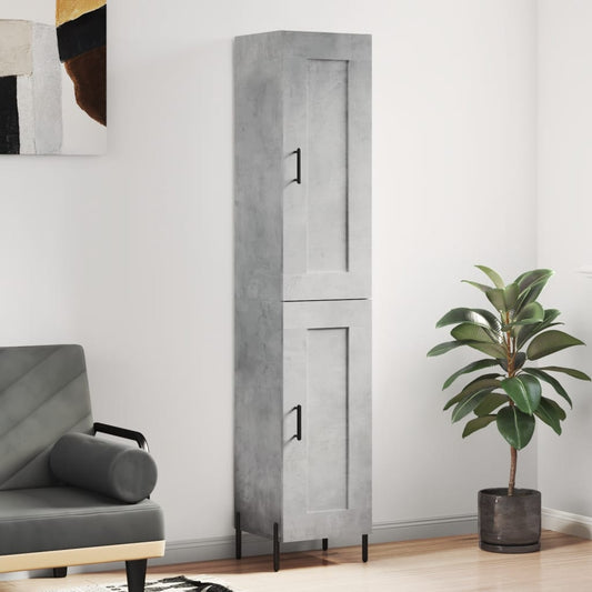 Hoge kast 34,5x34x180 cm bewerkt hout betongrijs is nu te koop bij PeponiXL, paradijselijk wonen!