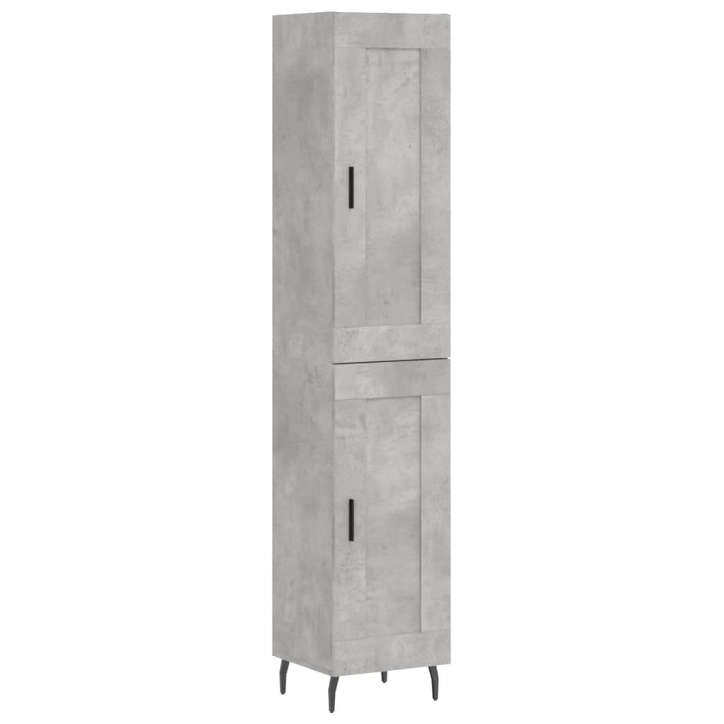 Hoge kast 34,5x34x180 cm bewerkt hout betongrijs is nu te koop bij PeponiXL, paradijselijk wonen!