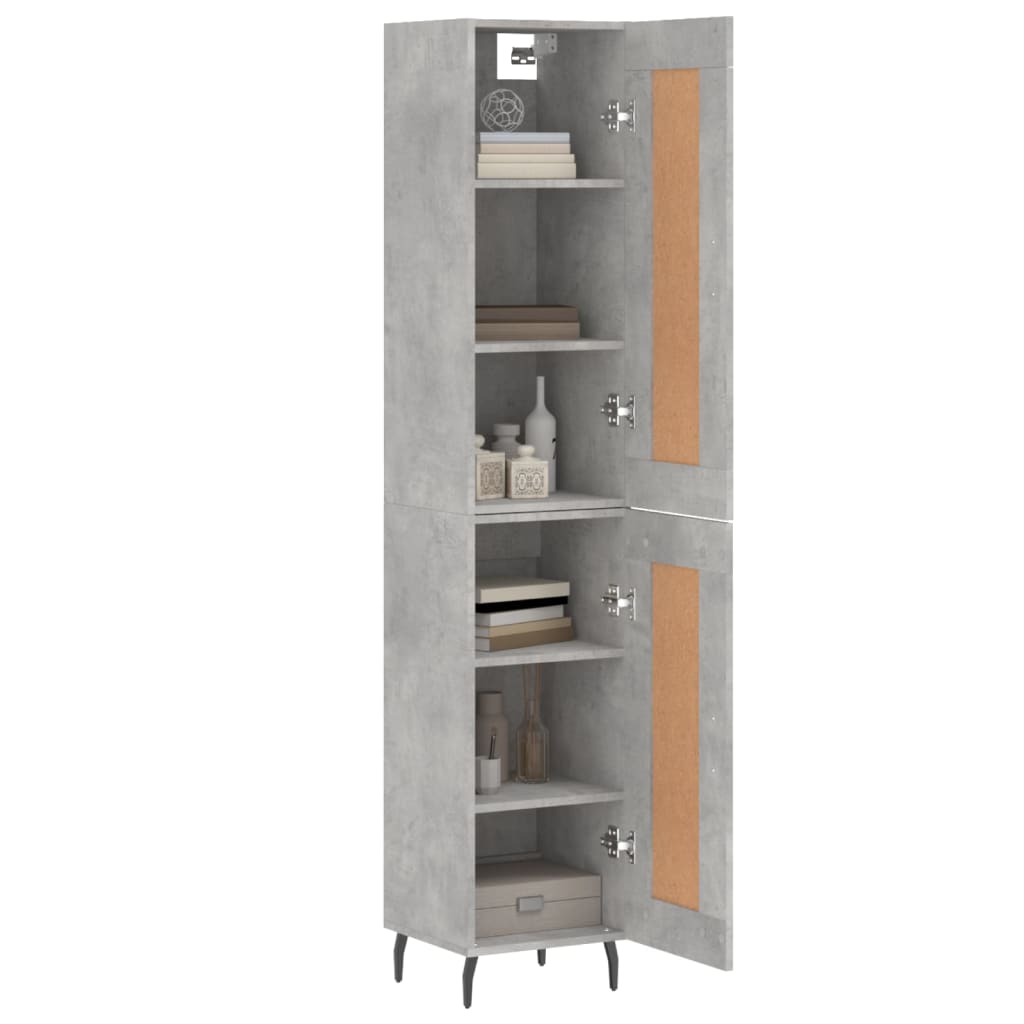 Hoge kast 34,5x34x180 cm bewerkt hout betongrijs is nu te koop bij PeponiXL, paradijselijk wonen!
