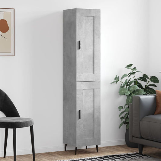 Hoge kast 34,5x34x180 cm bewerkt hout betongrijs is nu te koop bij PeponiXL, paradijselijk wonen!