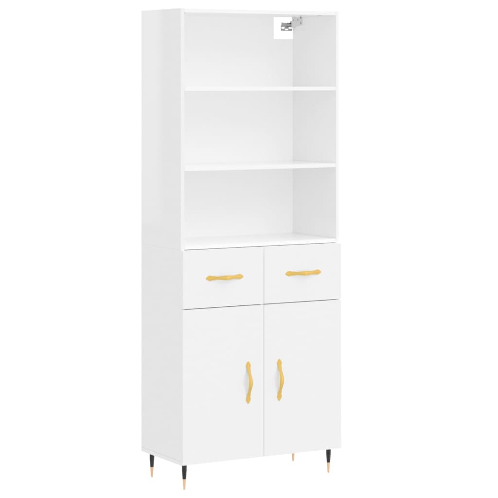 Hoge kast 69,5x34x180 cm bewerkt hout hoogglans wit is nu te koop bij PeponiXL, paradijselijk wonen!