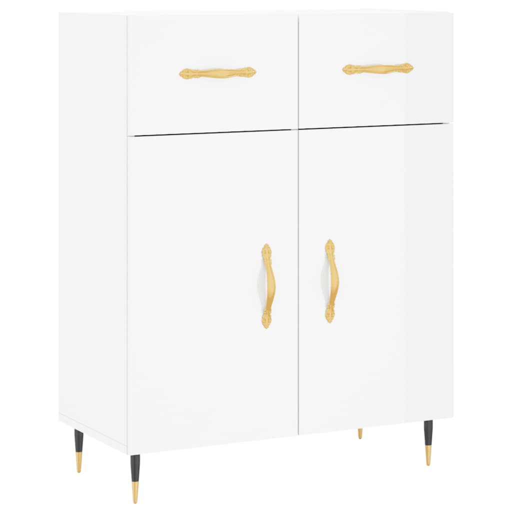 Hoge kast 69,5x34x180 cm bewerkt hout hoogglans wit is nu te koop bij PeponiXL, paradijselijk wonen!