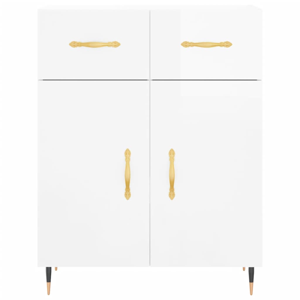 Hoge kast 69,5x34x180 cm bewerkt hout hoogglans wit is nu te koop bij PeponiXL, paradijselijk wonen!