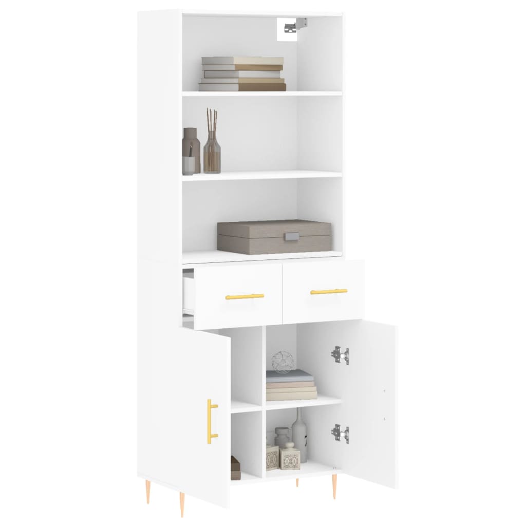 Hoge kast 69,5x34x180 cm bewerkt hout wit is nu te koop bij PeponiXL, paradijselijk wonen!