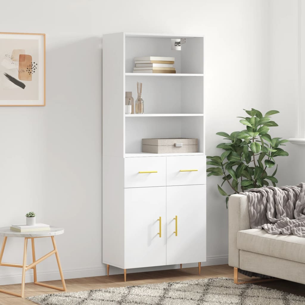 Hoge kast 69,5x34x180 cm bewerkt hout wit is nu te koop bij PeponiXL, paradijselijk wonen!