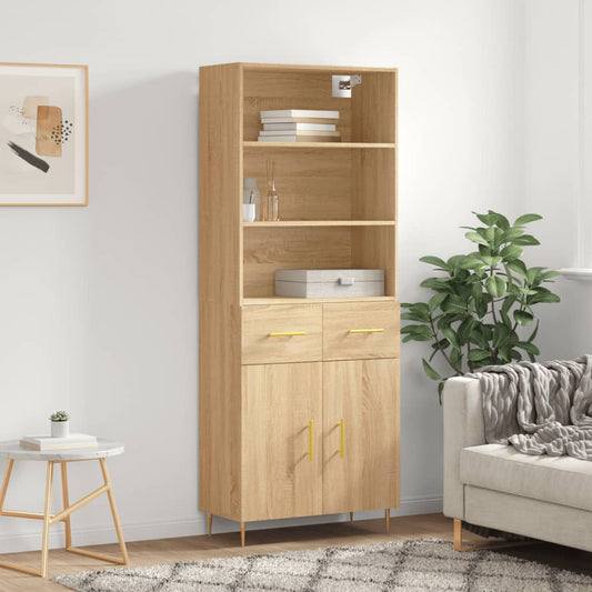 Hoge kast 69,5x34x180 cm bewerkt hout sonoma eikenkleurig is nu te koop bij PeponiXL, paradijselijk wonen!