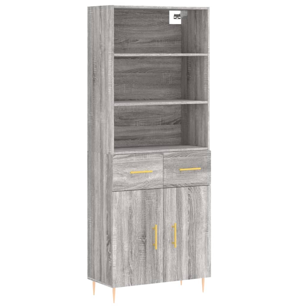 Hoge kast 69,5x34x180 cm bewerkt hout grijs sonoma eikenkleurig is nu te koop bij PeponiXL, paradijselijk wonen!