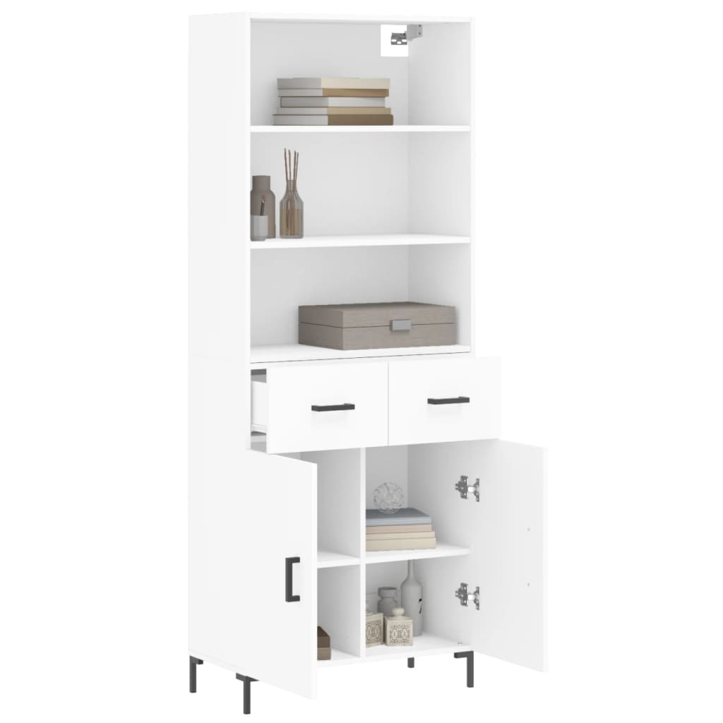 Hoge kast 69,5x34x180 cm bewerkt hout wit is nu te koop bij PeponiXL, paradijselijk wonen!