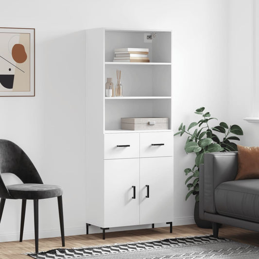 Hoge kast 69,5x34x180 cm bewerkt hout wit is nu te koop bij PeponiXL, paradijselijk wonen!