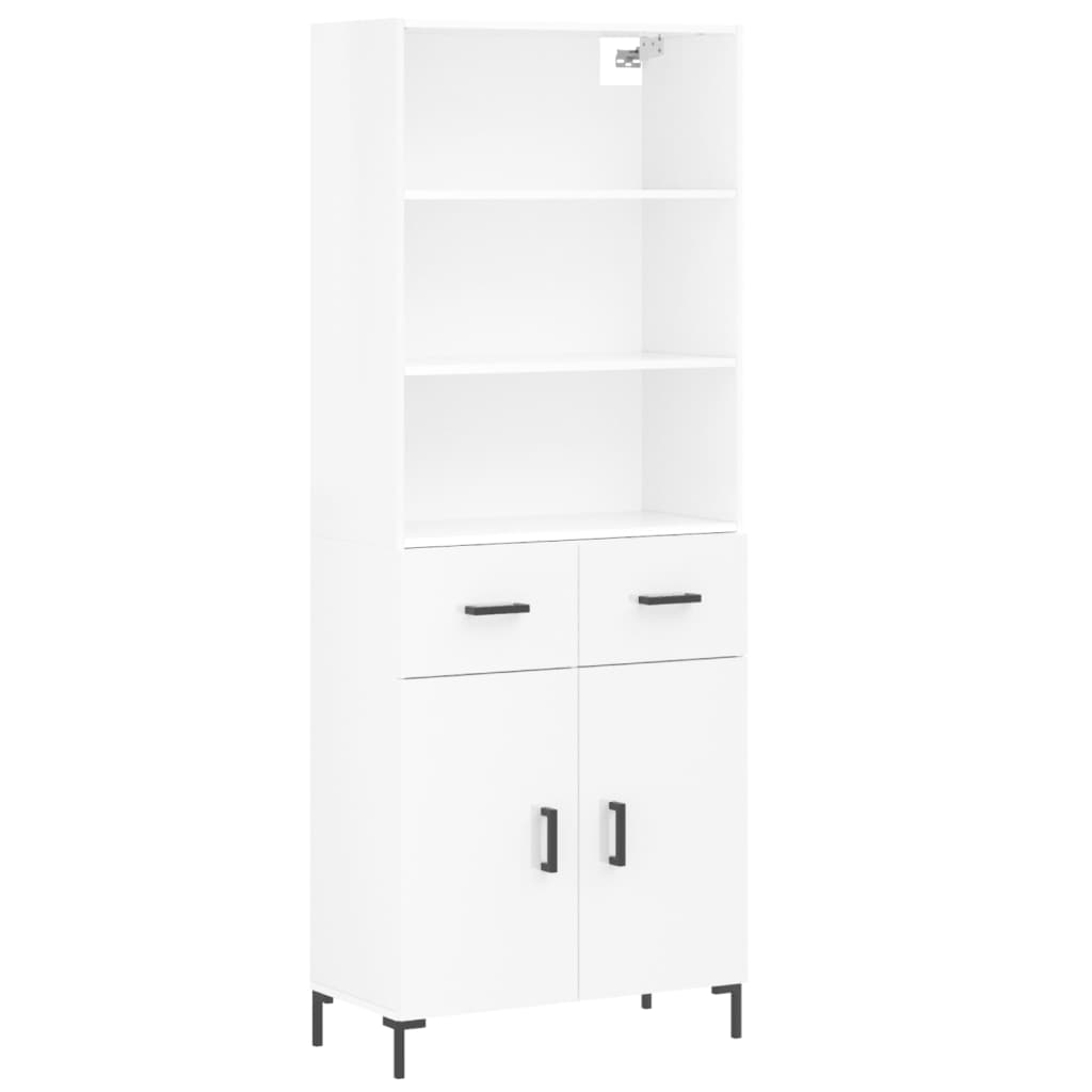 Hoge kast 69,5x34x180 cm bewerkt hout hoogglans wit is nu te koop bij PeponiXL, paradijselijk wonen!