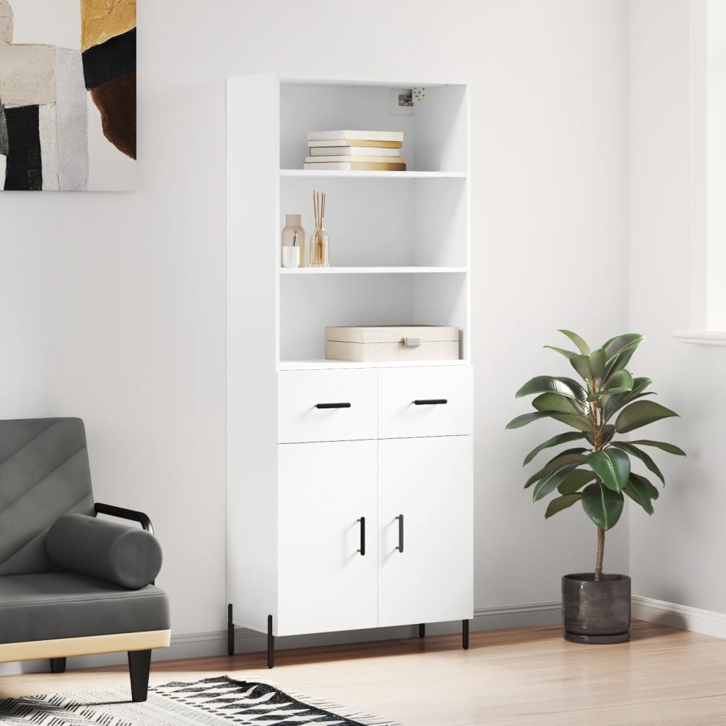 Hoge kast 69,5x34x180 cm bewerkt hout wit is nu te koop bij PeponiXL, paradijselijk wonen!