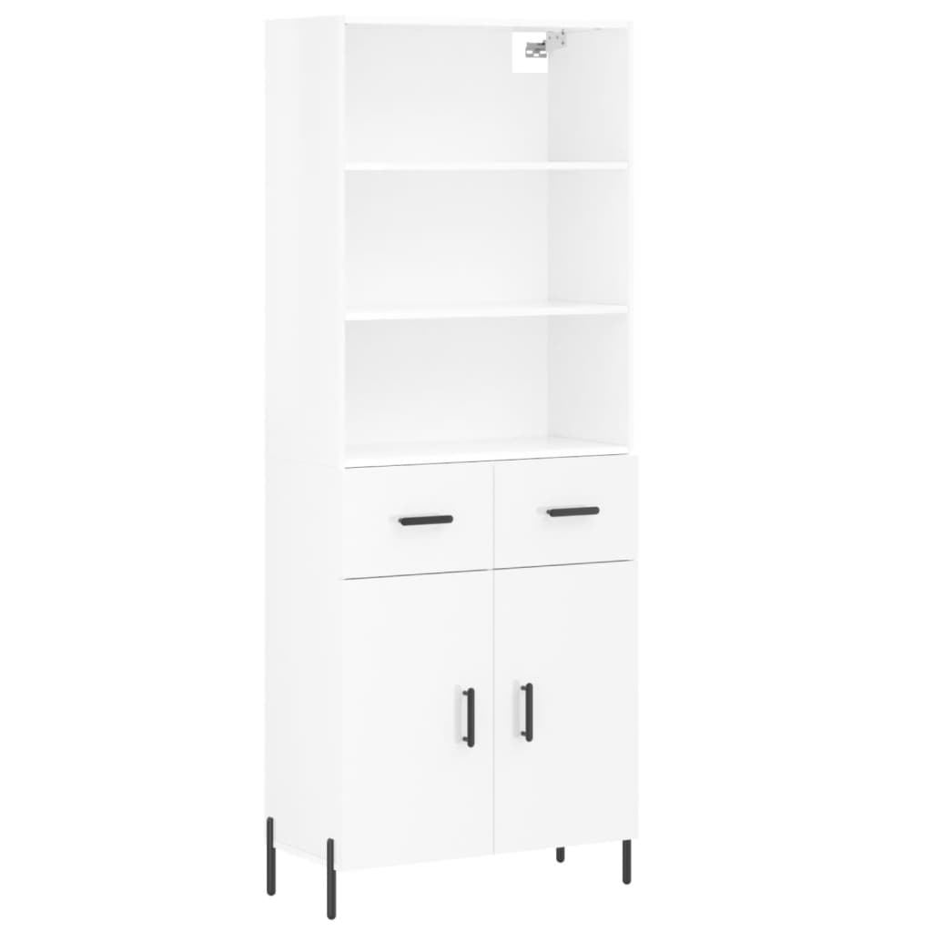 Hoge kast 69,5x34x180 cm bewerkt hout hoogglans wit is nu te koop bij PeponiXL, paradijselijk wonen!