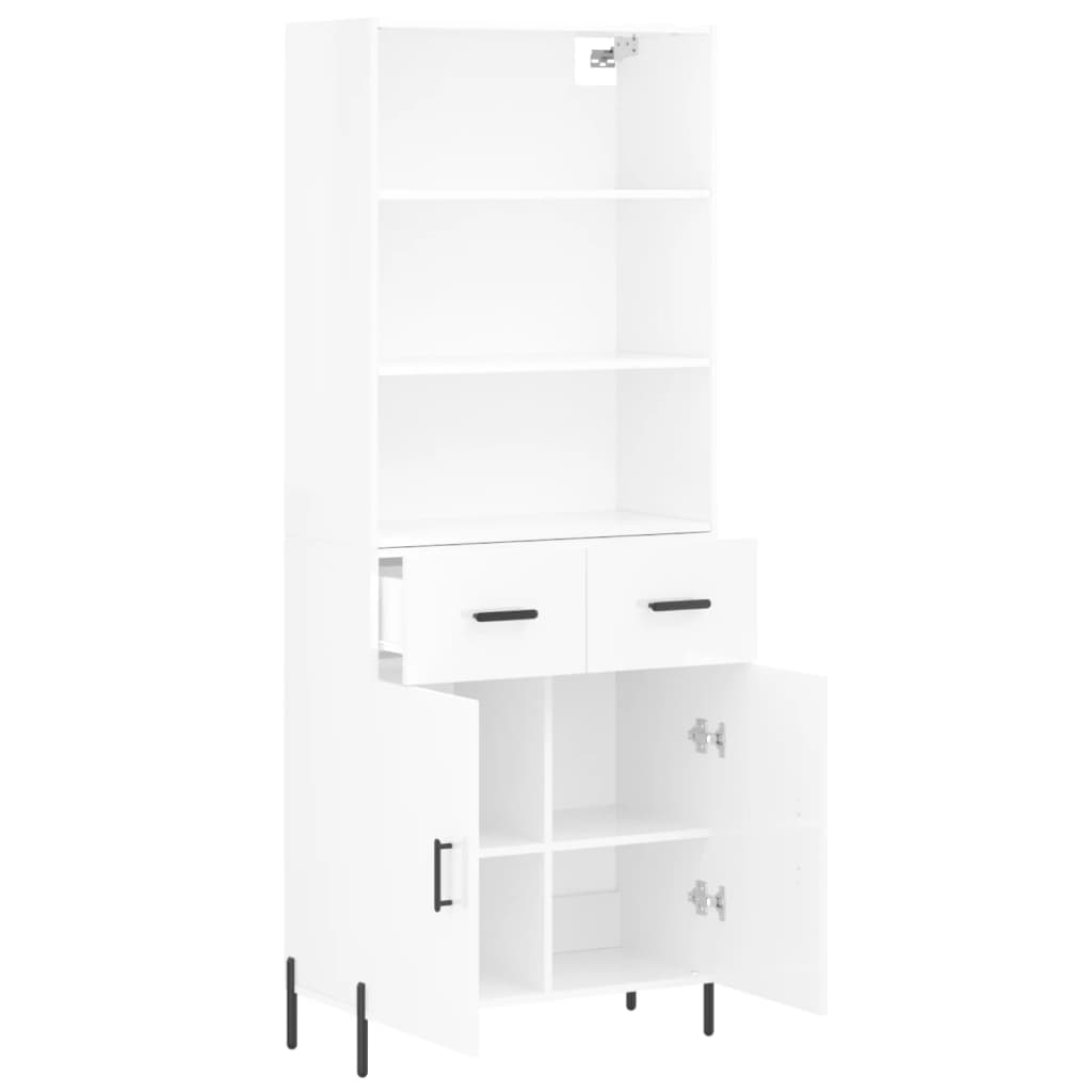 Hoge kast 69,5x34x180 cm bewerkt hout hoogglans wit is nu te koop bij PeponiXL, paradijselijk wonen!