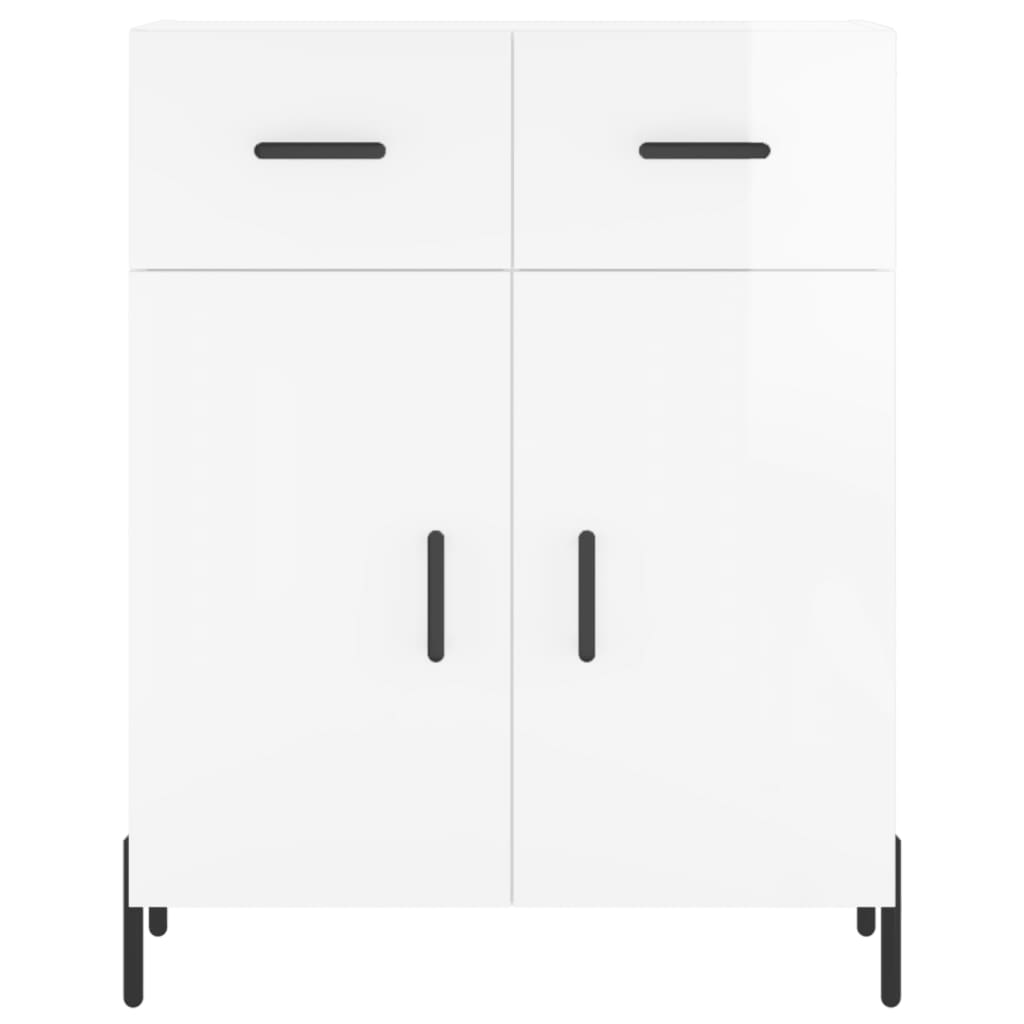 Hoge kast 69,5x34x180 cm bewerkt hout hoogglans wit is nu te koop bij PeponiXL, paradijselijk wonen!