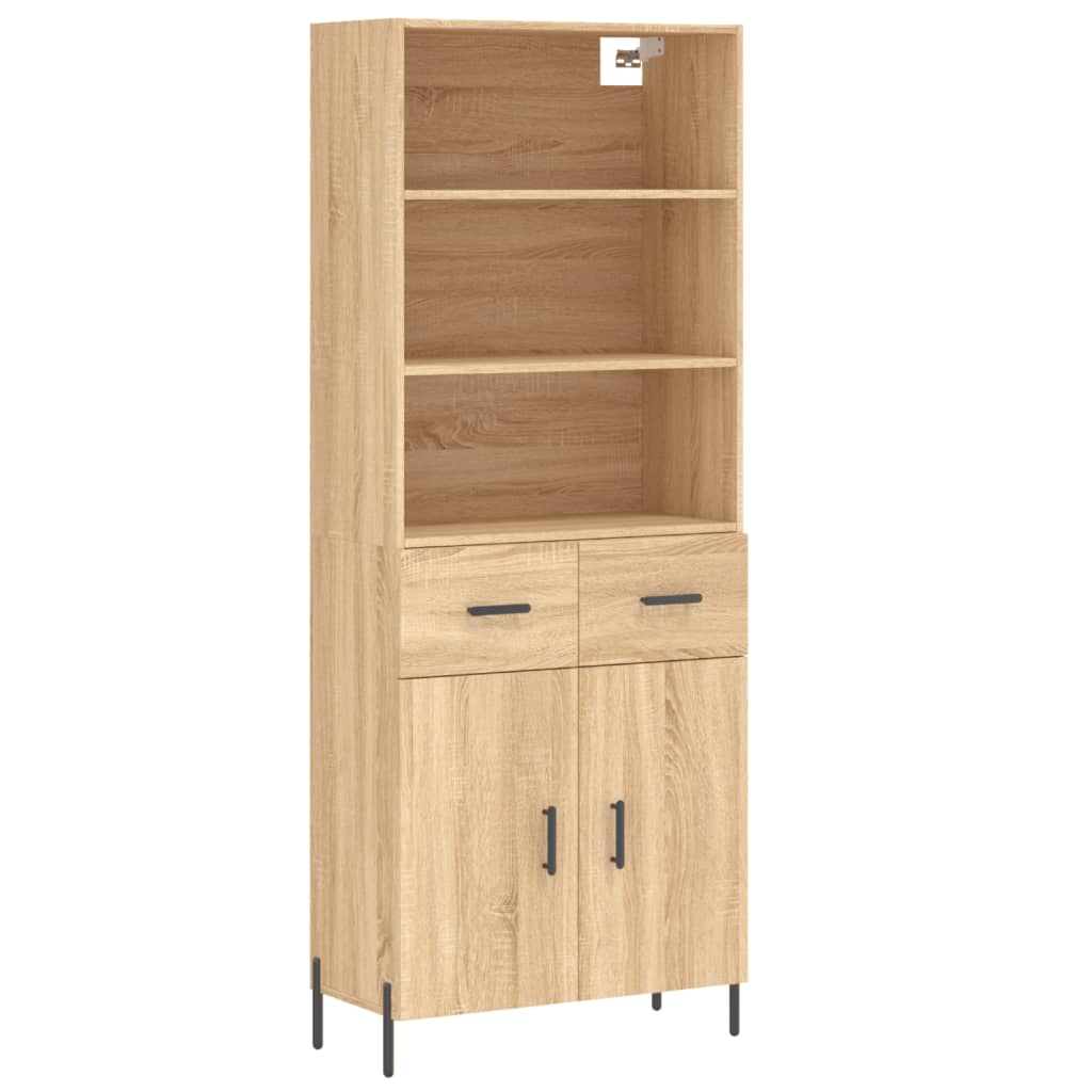 Hoge kast 69,5x34x180 cm bewerkt hout sonoma eikenkleurig is nu te koop bij PeponiXL, paradijselijk wonen!