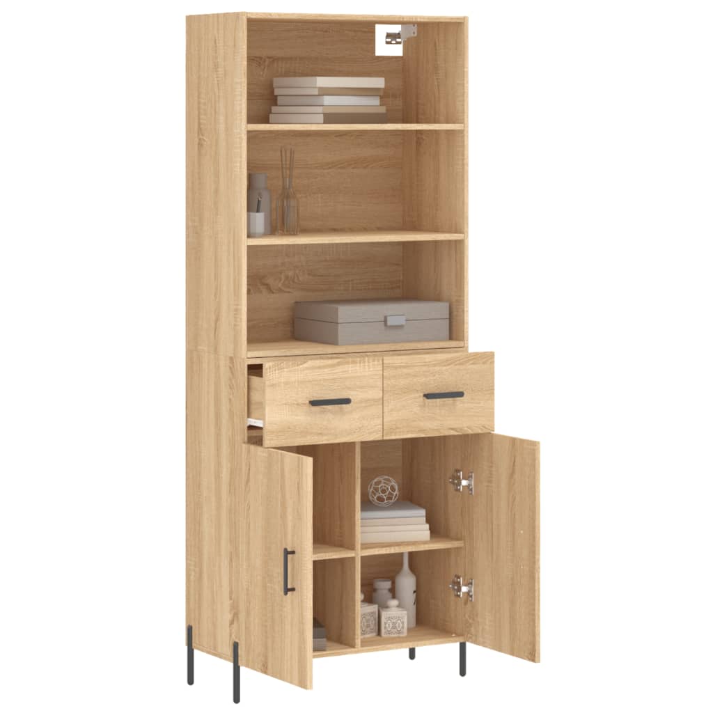 Hoge kast 69,5x34x180 cm bewerkt hout sonoma eikenkleurig is nu te koop bij PeponiXL, paradijselijk wonen!