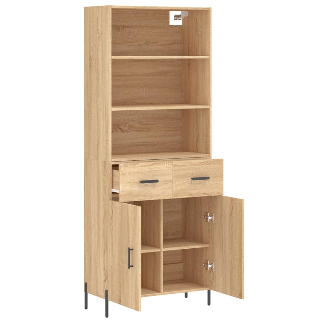 Hoge kast 69,5x34x180 cm bewerkt hout sonoma eikenkleurig is nu te koop bij PeponiXL, paradijselijk wonen!