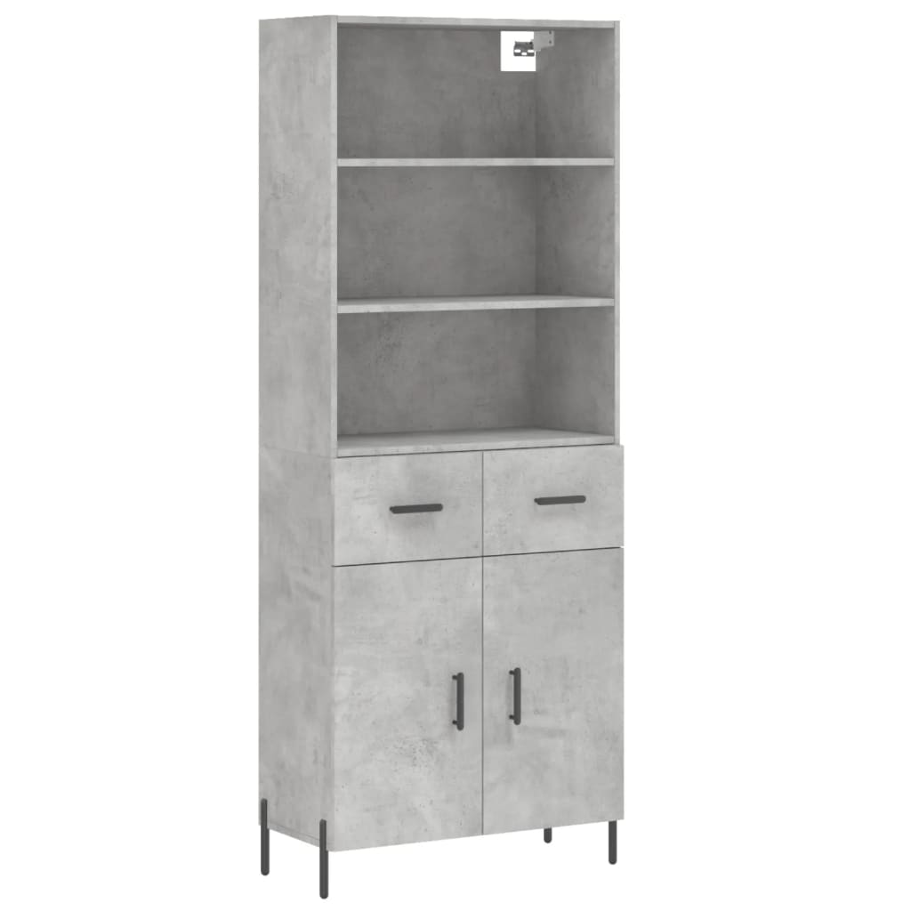 Hoge kast 69,5x34x180 cm bewerkt hout betongrijs is nu te koop bij PeponiXL, paradijselijk wonen!
