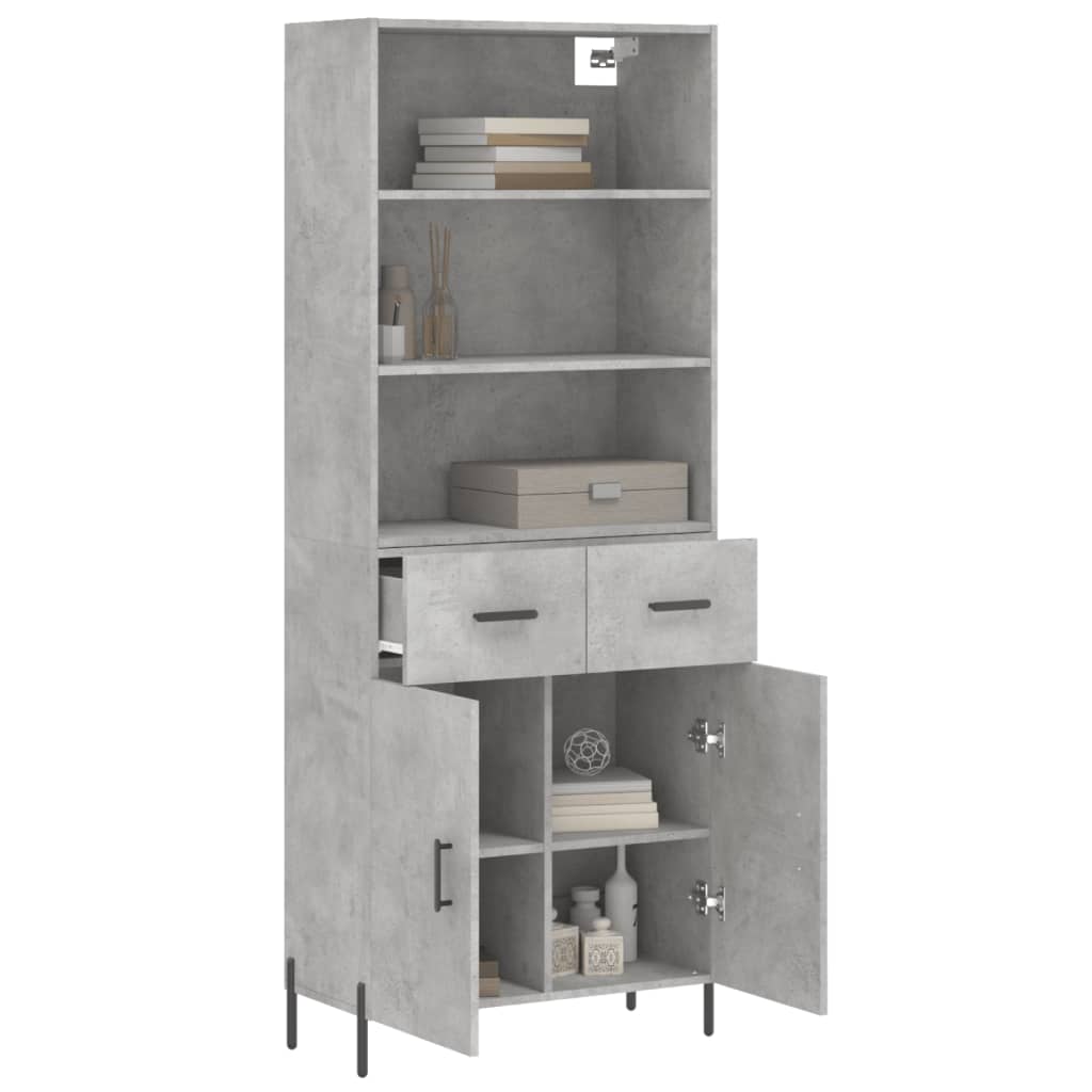 Hoge kast 69,5x34x180 cm bewerkt hout betongrijs is nu te koop bij PeponiXL, paradijselijk wonen!