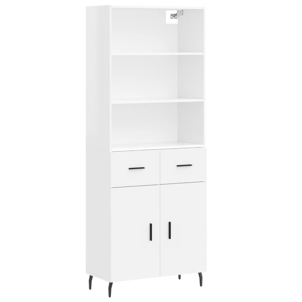 Hoge kast 69,5x34x180 cm bewerkt hout hoogglans wit is nu te koop bij PeponiXL, paradijselijk wonen!
