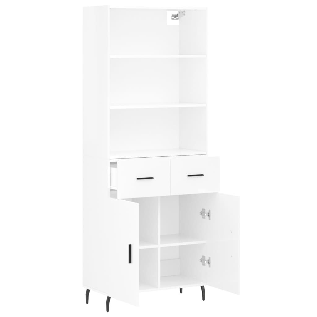 Hoge kast 69,5x34x180 cm bewerkt hout hoogglans wit is nu te koop bij PeponiXL, paradijselijk wonen!